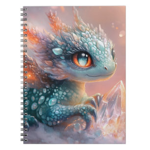 Caderno Espiral Bebê Dragão Adorável com Gema de Cristal: Arte Fan
