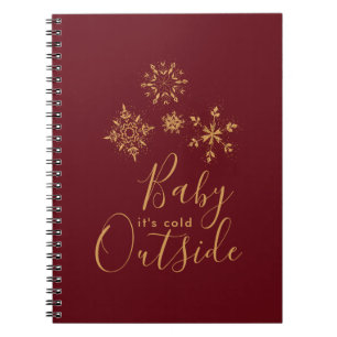 Caderno Espiral Bebê é Frio Fora do Ouro Flocos de Neve