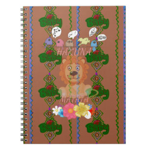 Caderno Espiral Bebê engraçado bonito Leão Rei Hakuna Matata mais