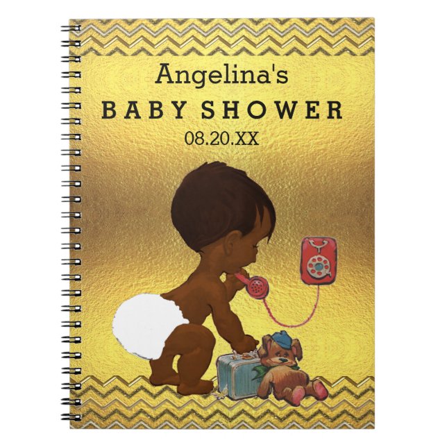 Caderno Espiral Bebê étnico no livro de hóspedes Dourado das vigas (Frente)