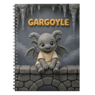 Caderno Espiral Bebê Gárgula Fofo, Mitológico
