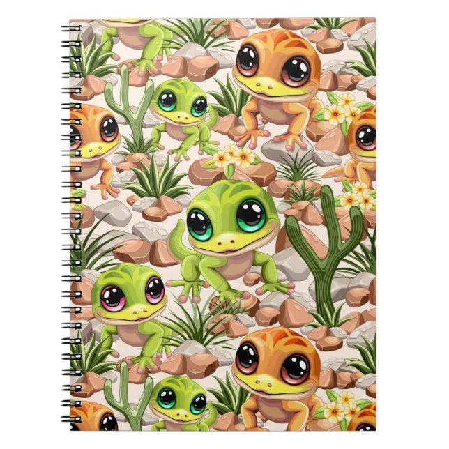 Caderno Espiral Bebê Geckos Personagens de desenho animados (Frente)