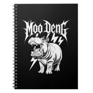 Caderno Espiral Bebê Hipopótamo Fofo Death Metal Moo Deng Hipopóta