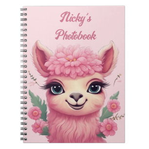Caderno Espiral Bebê Lama Sorriso Rosa