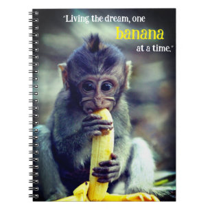 Caderno Espiral Bebê Macaco Comendo Banana