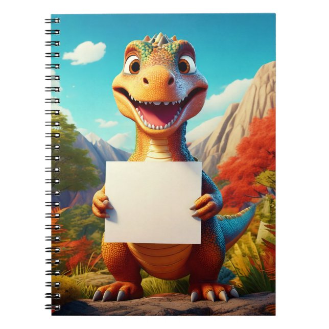 Caderno Espiral Bebê notebook - Seu nome aqui - Dinossauro (Frente)