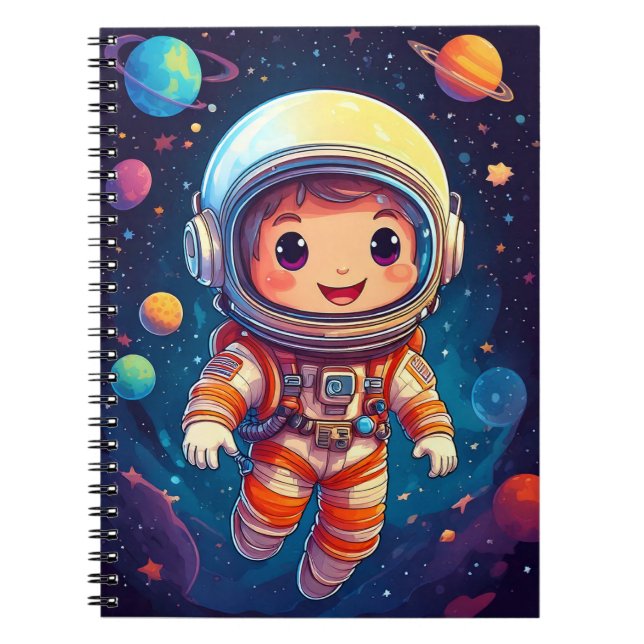 Caderno Espiral Bebê notebook - viagem de espaço - novos planetas (Frente)
