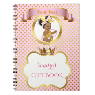 Caderno Espiral Bebê Princesa Menina Grande Laço Rosa Dourado Pres