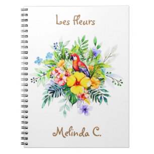 Caderno Espiral Bebê Red Macaw com Notebook Tropical Flores