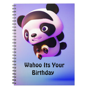 Caderno Espiral Bebê voador Panda, Notebook de aniversário