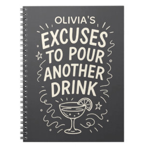 Caderno Espiral Bebendo Engraçado Personalizado Adultando Humor a 