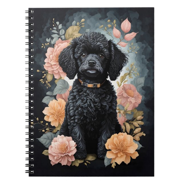 Caderno Espiral Bebês-Cons | Poodle Negra (Frente)