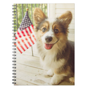 Caderno Espiral Bebês Mais Pobres American Flag Corgi