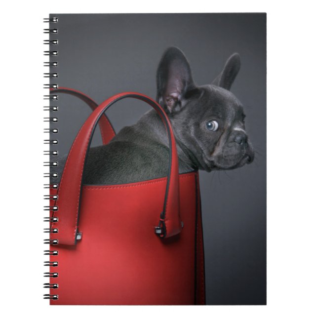 Caderno Espiral Bebês Mais Pobres | Buldogue francês Red Hand Bag (Frente)