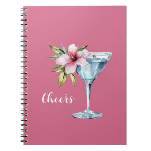 Caderno Espiral Bebida de Flor de Hibisco Rosa Tropical