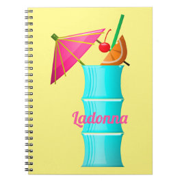 Caderno Espiral Bebida tropical colorido verão havaiano