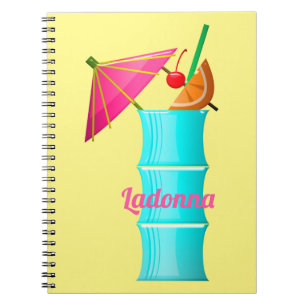 Caderno Espiral Bebida tropical colorido verão havaiano