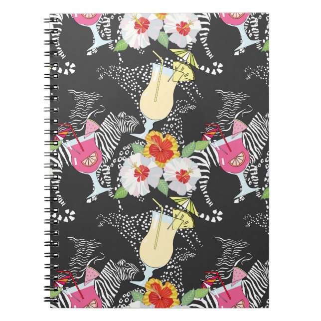 Caderno Espiral Bebidas tropicais com animais (Frente)