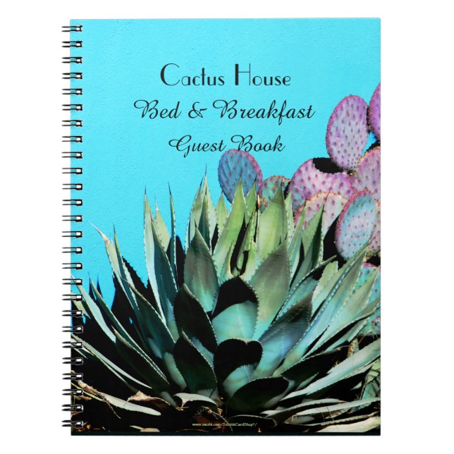 Caderno Espiral Bed Breakfast B&B Livro Convidado Agave Cactus (Frente)