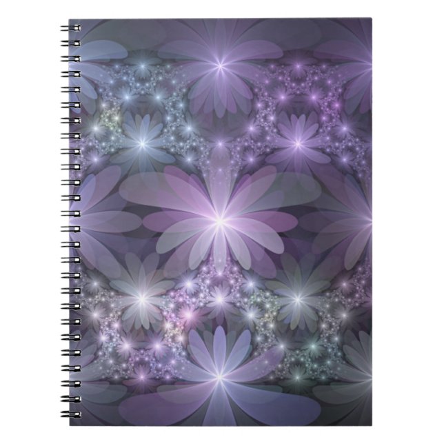 Caderno Espiral Bed of Flowers Trendy Shiny Abstract Fractal Art (Frente)