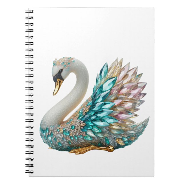 Caderno Espiral Bedazzled Diamond Swan Gold Crystal Bling (Frente)