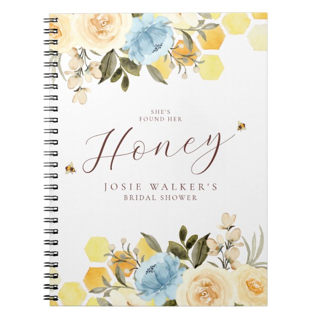 Caderno Espiral Bee Bridal Shower Guest book (Frente)