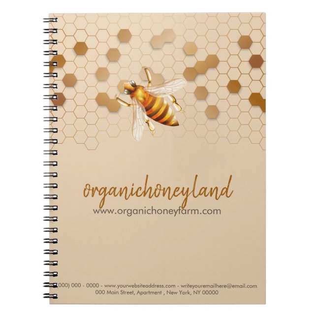 Caderno Espiral Beekeeper Apiary Honeycomb Gold Elegant (Frente)