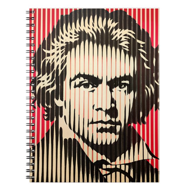 Caderno Espiral Beethoven no estilo de ilusão óptica BAUHAUS (Frente)