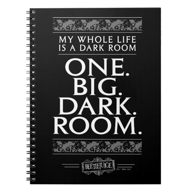 Caderno Espiral Beetlejuice | My Whole Life Is A Dark Room (Frente)