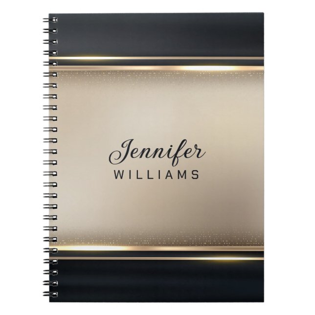 Caderno Espiral bege Elegante e preto (Frente)