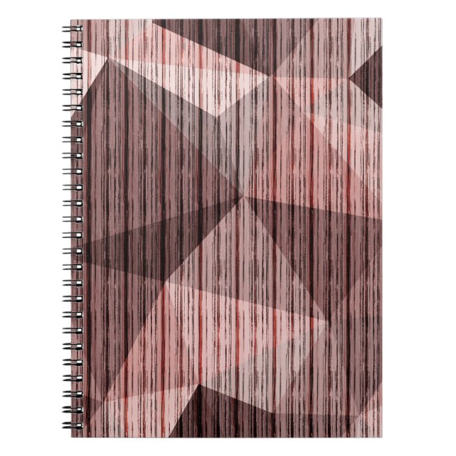 Caderno Espiral bege, poligonal texturizado castanho (Frente)