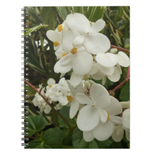 Caderno Espiral Begônia Floral Branca Tropical