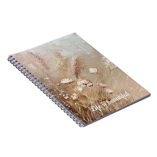 Caderno Espiral Beige Blush Boho Floral (Lado Direito)