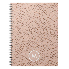 Caderno Espiral Beige & Boho Terracotta Brown Dots Monograma