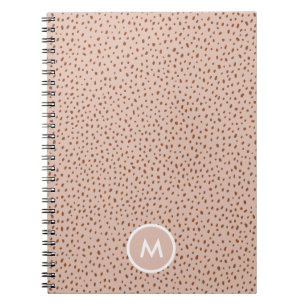 Caderno Espiral Beige & Boho Terracotta Brown Dots Monograma