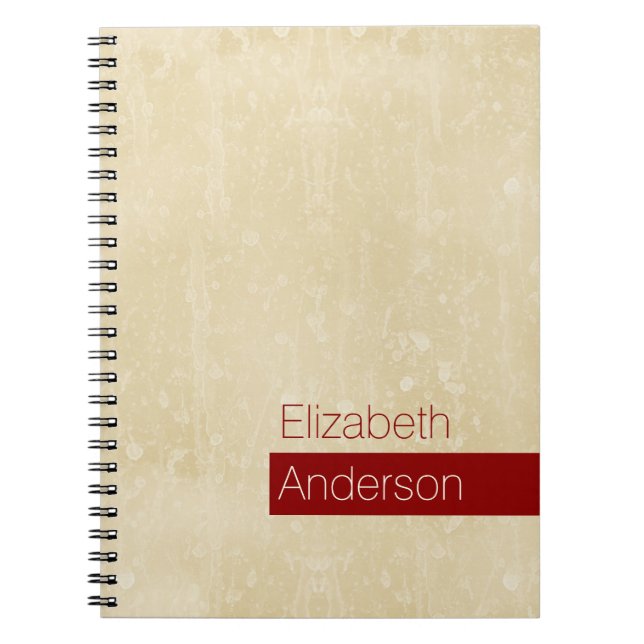 Caderno Espiral Beige Chic Casual e Grunge Simples Vermelho com No (Frente)