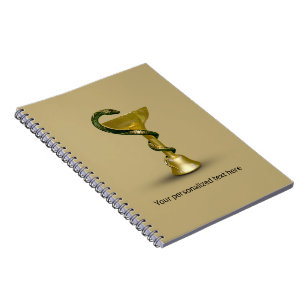 Caderno Espiral Beige Cobra Medical Bowl Hygieia Dourada Caduceus