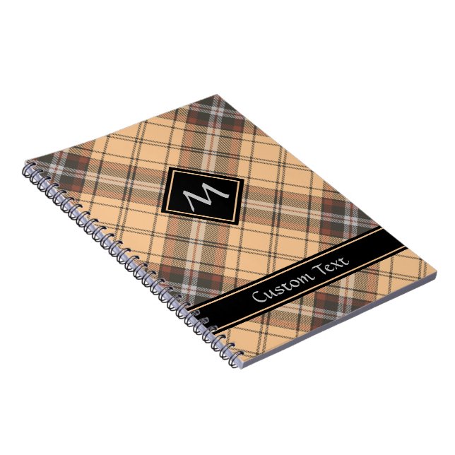 Caderno Espiral Beige e Brown Tartan (Lado Direito)