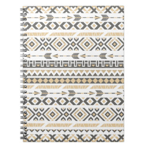 Caderno Espiral Beige Étnico Sem Olho: Padrão De Vintage