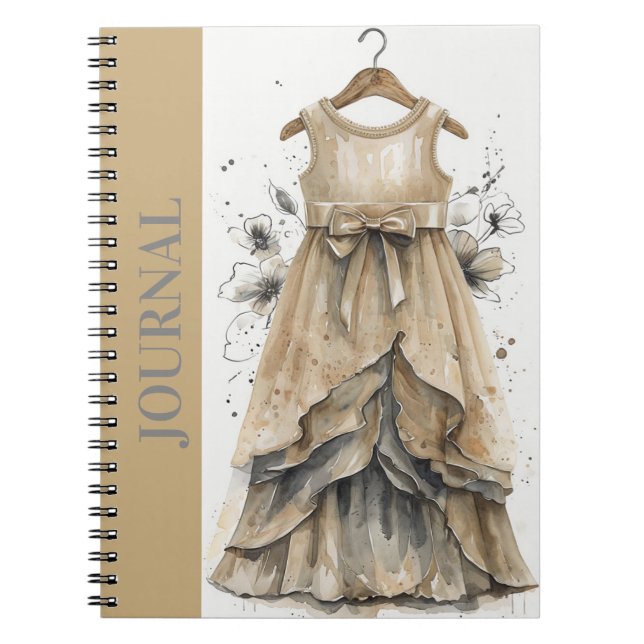 Caderno Espiral Beige Pequeno Vestido Preto Inspirado na Moda (LBD (Frente)