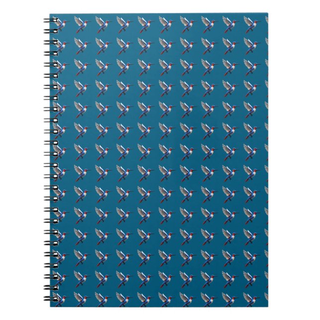 Caderno Espiral Beija-flor Azul Pixelado  (Frente)