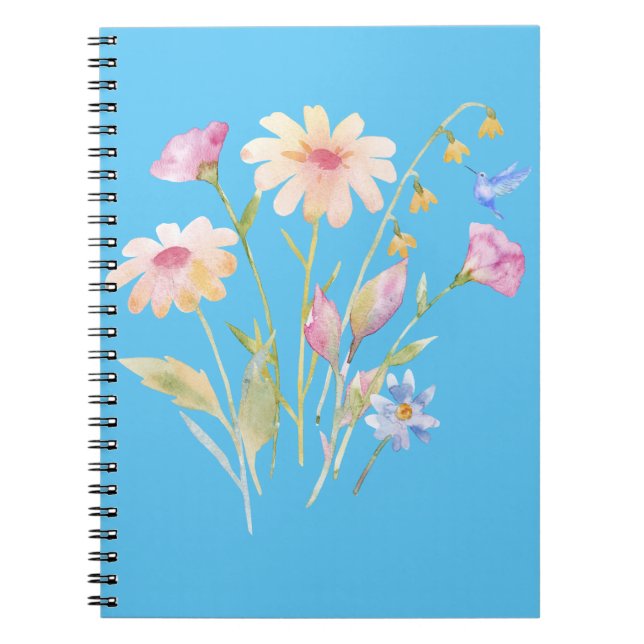 Caderno Espiral Beija-flor e flores selvagens (Frente)