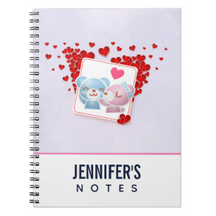 Caderno Espiral Beijar ursos com Corações de Amor Vermelho por T