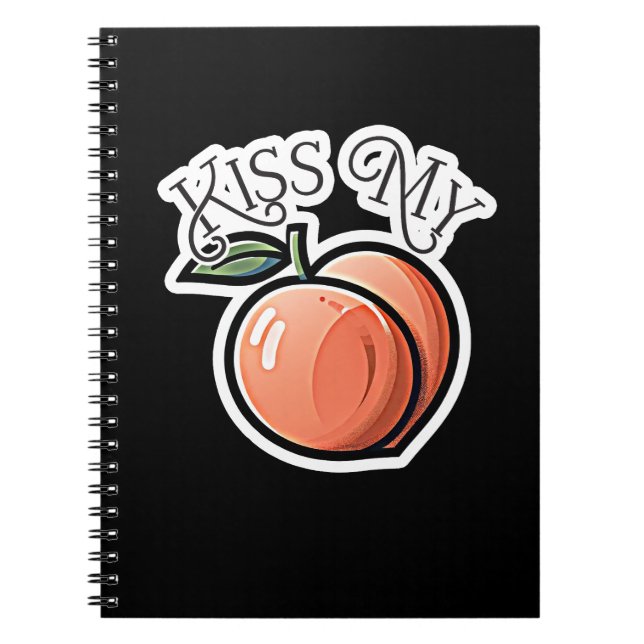 Caderno Espiral Beije minha Pêssega Fruta Engraçada (Frente)