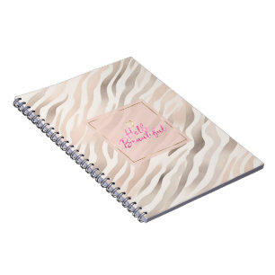 Caderno Espiral Beijo Dourado Rosa Creme Animal Olá Belo Coração