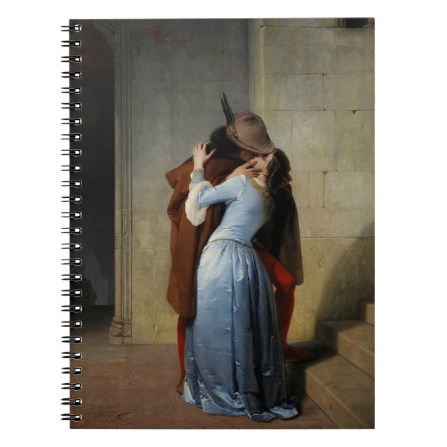 Caderno Espiral Beijo Em Azul Satin Francesco Hayez 1859 (Frente)