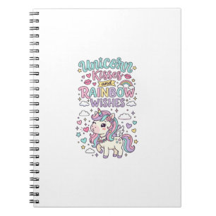 Caderno Espiral Beijos de Unicórnio e Desejos de Arco-Íris Doce Pa