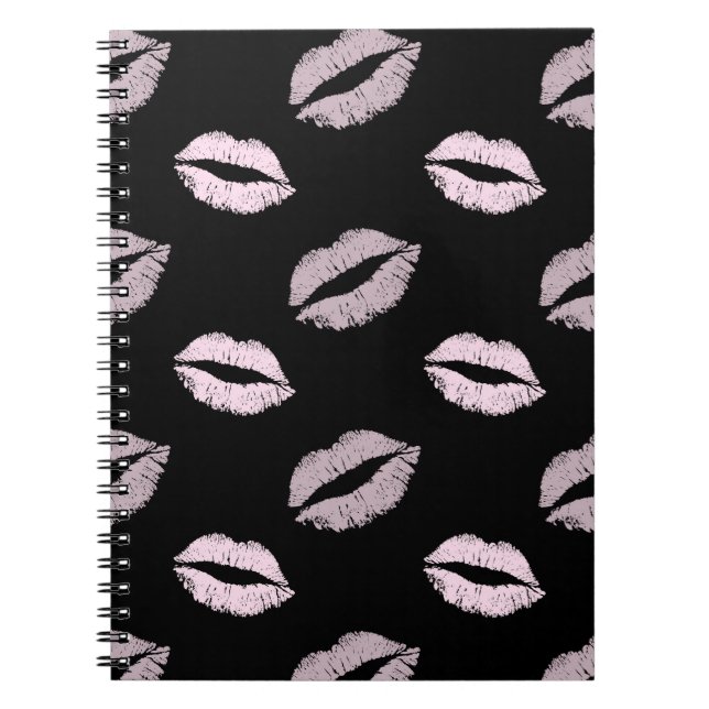 Caderno Espiral Beijos Rosa Prateados (Frente)