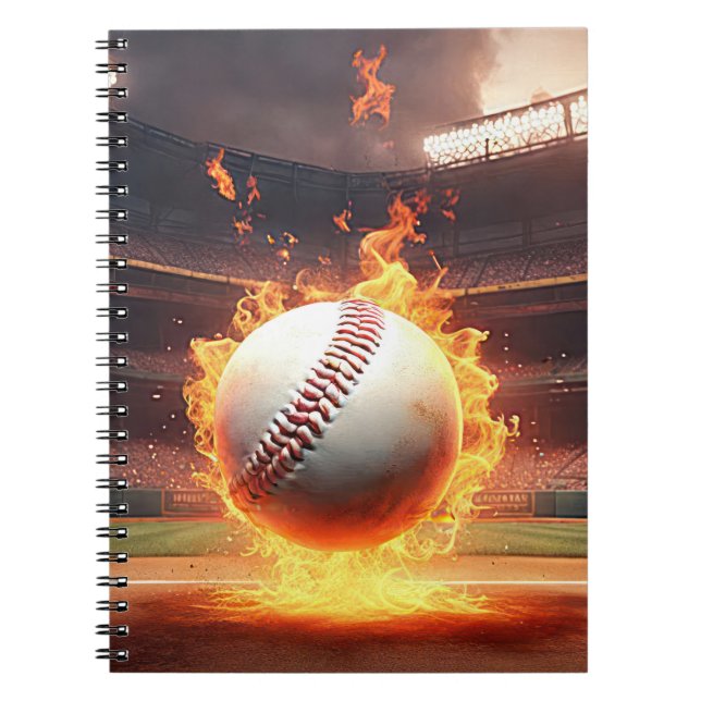 Caderno Espiral Beisebol Flamejante No Estádio (Frente)