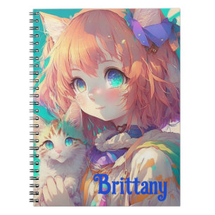 Caderno Espiral Bela Anima Personalizada com Gatinho Bonito